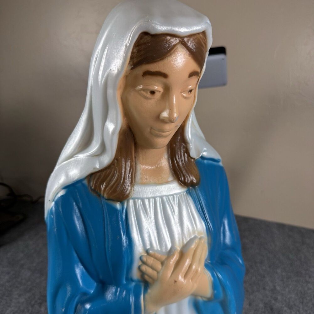 Vintage Blow Mold General Foam Plastics Mary From Nativity ~ Christmas 27” - Picture 3 of 11